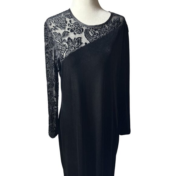 Womens SZ 12 Velvet dress Long Sleeves Evening Elegant Formal Wear holiday - Picture 2 of 12